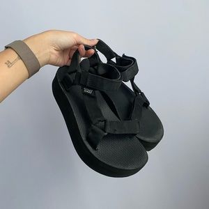Teva Black Flatform Sandals
